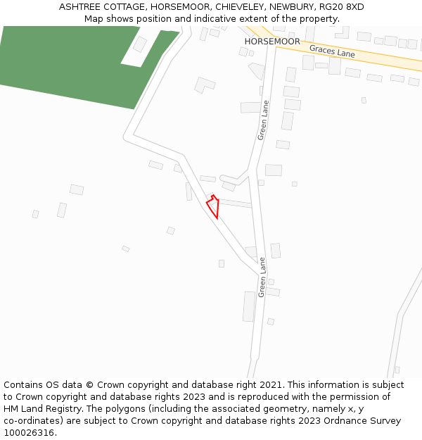 ASHTREE COTTAGE, HORSEMOOR, CHIEVELEY, NEWBURY, RG20 8XD: Location map and indicative extent of plot