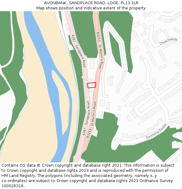 AVONBANK, SANDPLACE ROAD, LOOE, PL13 1LR: Location map and indicative extent of plot