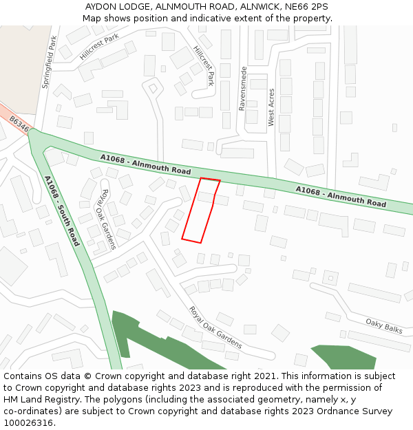 AYDON LODGE, ALNMOUTH ROAD, ALNWICK, NE66 2PS: Location map and indicative extent of plot