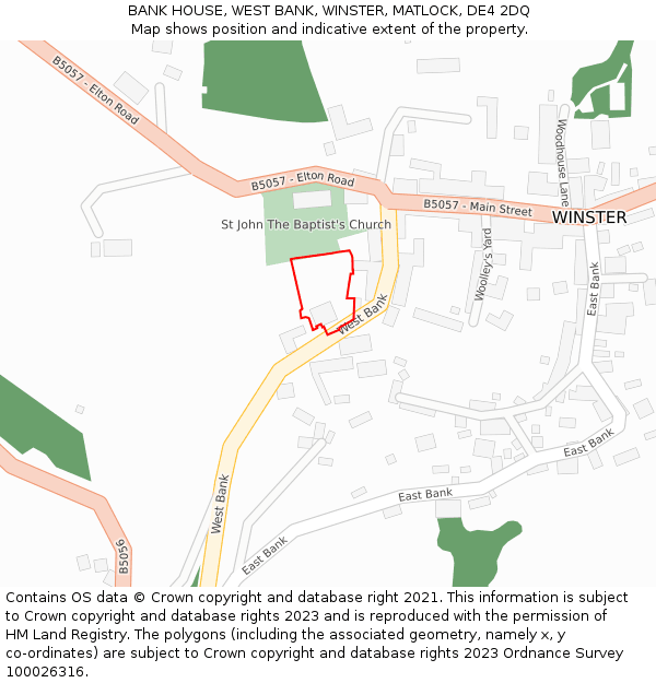 BANK HOUSE, WEST BANK, WINSTER, MATLOCK, DE4 2DQ: Location map and indicative extent of plot