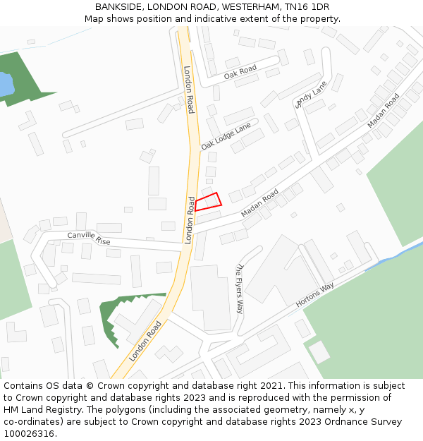 BANKSIDE, LONDON ROAD, WESTERHAM, TN16 1DR: Location map and indicative extent of plot