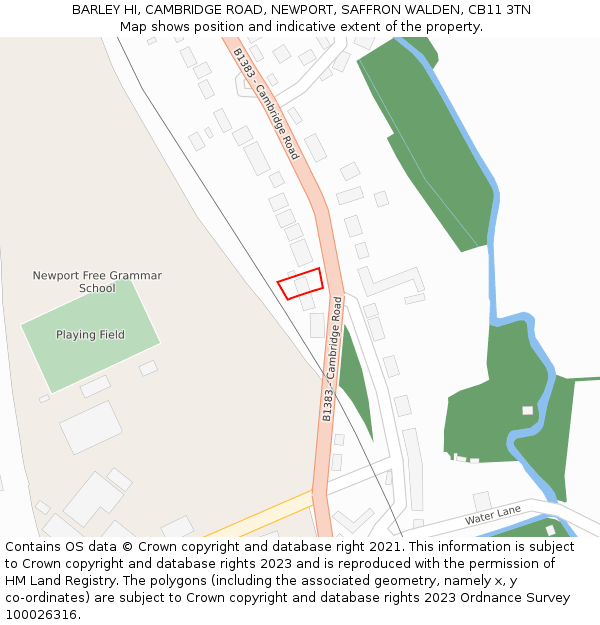 BARLEY HI, CAMBRIDGE ROAD, NEWPORT, SAFFRON WALDEN, CB11 3TN: Location map and indicative extent of plot
