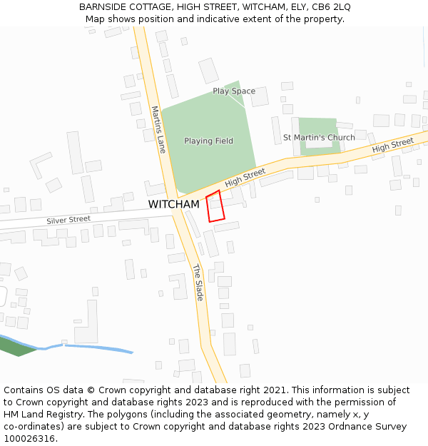 BARNSIDE COTTAGE, HIGH STREET, WITCHAM, ELY, CB6 2LQ: Location map and indicative extent of plot