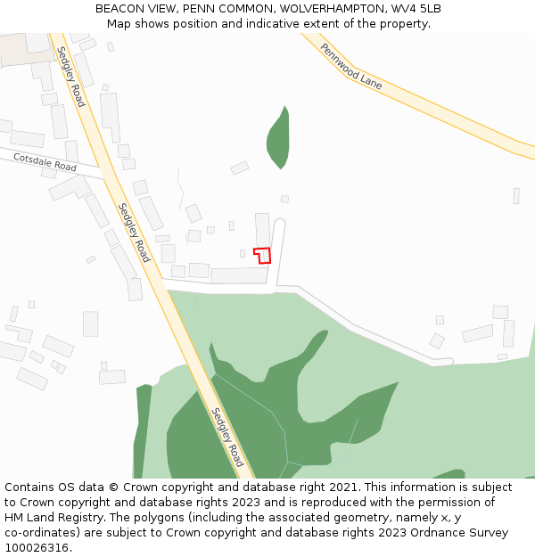 BEACON VIEW, PENN COMMON, WOLVERHAMPTON, WV4 5LB: Location map and indicative extent of plot