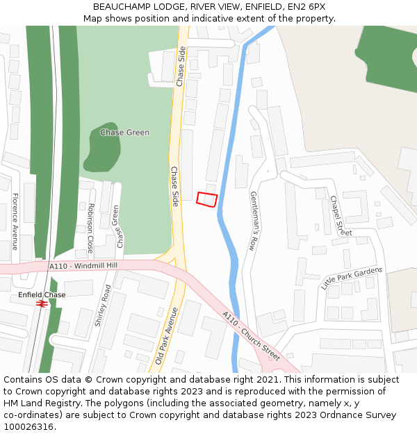 BEAUCHAMP LODGE, RIVER VIEW, ENFIELD, EN2 6PX: Location map and indicative extent of plot