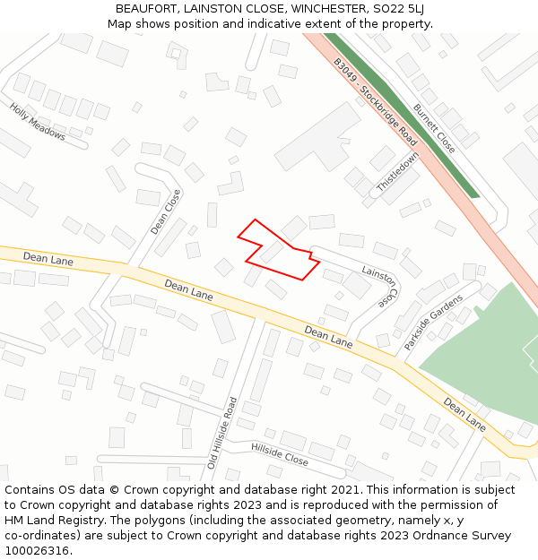 BEAUFORT, LAINSTON CLOSE, WINCHESTER, SO22 5LJ: Location map and indicative extent of plot