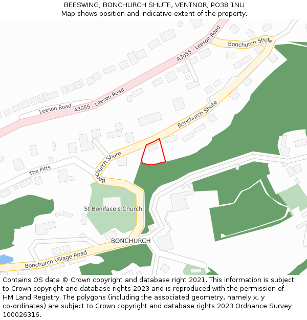 BEESWING, BONCHURCH SHUTE, VENTNOR, PO38 1NU: Location map and indicative extent of plot