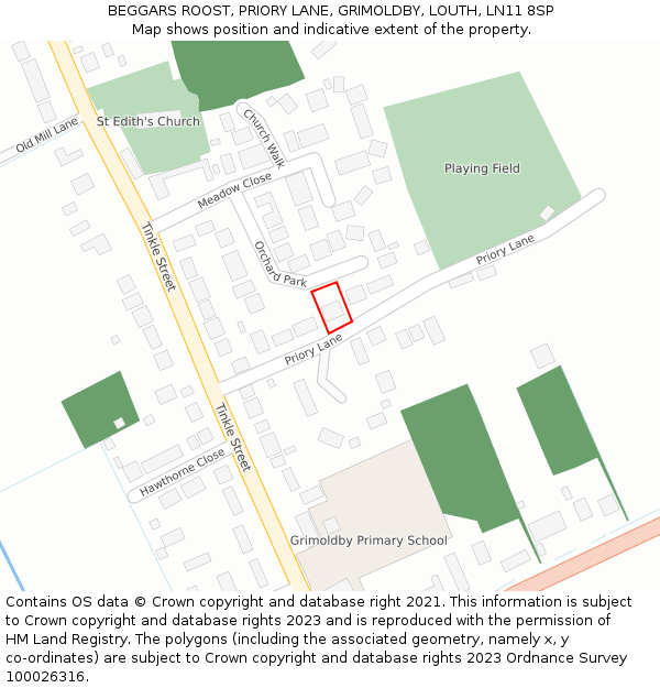 BEGGARS ROOST, PRIORY LANE, GRIMOLDBY, LOUTH, LN11 8SP: Location map and indicative extent of plot