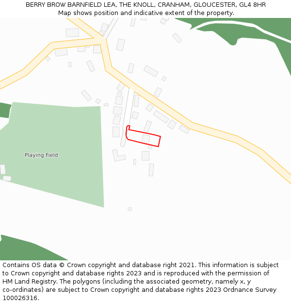 BERRY BROW BARNFIELD LEA, THE KNOLL, CRANHAM, GLOUCESTER, GL4 8HR: Location map and indicative extent of plot