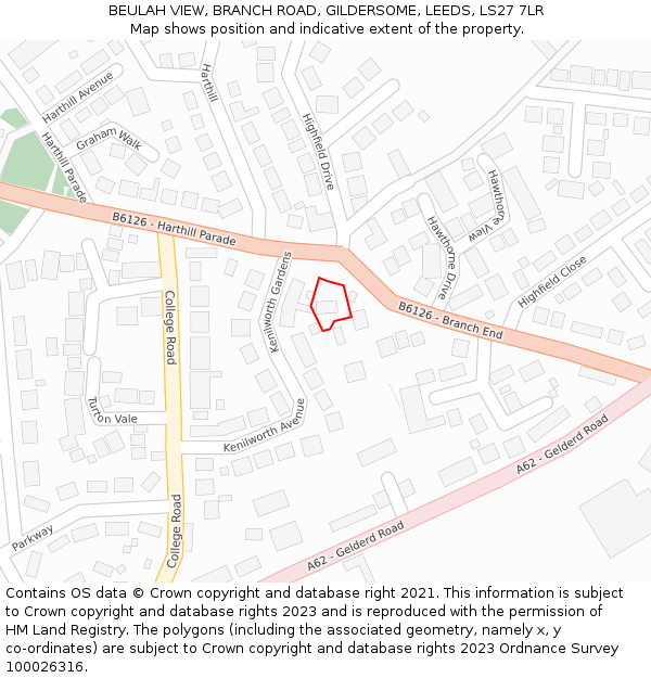 BEULAH VIEW, BRANCH ROAD, GILDERSOME, LEEDS, LS27 7LR: Location map and indicative extent of plot