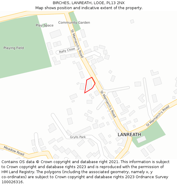 BIRCHES, LANREATH, LOOE, PL13 2NX: Location map and indicative extent of plot