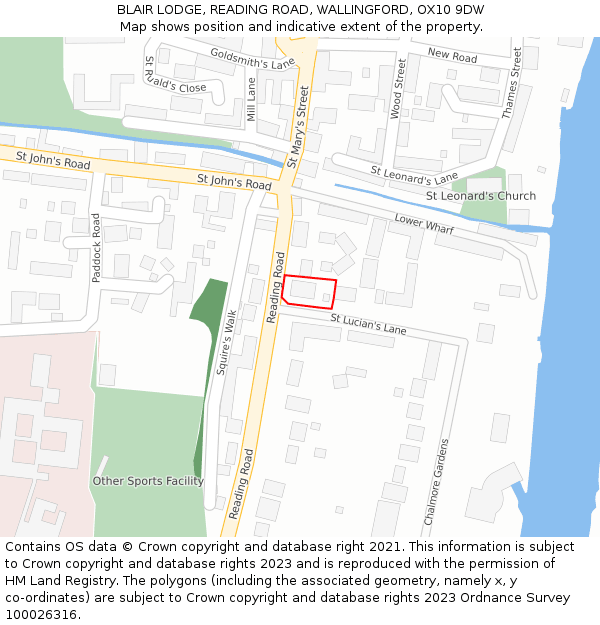 BLAIR LODGE, READING ROAD, WALLINGFORD, OX10 9DW: Location map and indicative extent of plot