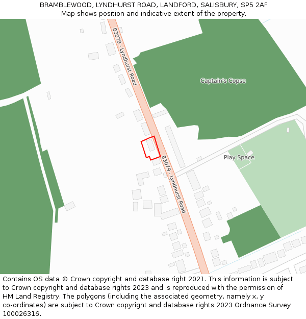 BRAMBLEWOOD, LYNDHURST ROAD, LANDFORD, SALISBURY, SP5 2AF: Location map and indicative extent of plot