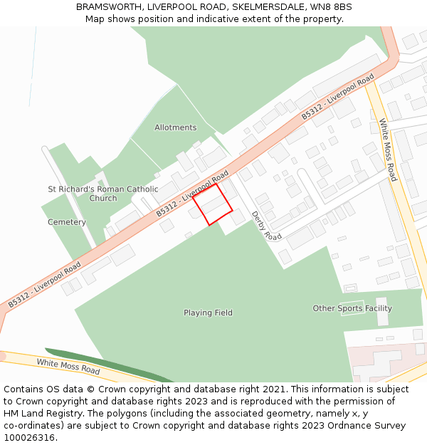 BRAMSWORTH, LIVERPOOL ROAD, SKELMERSDALE, WN8 8BS: Location map and indicative extent of plot