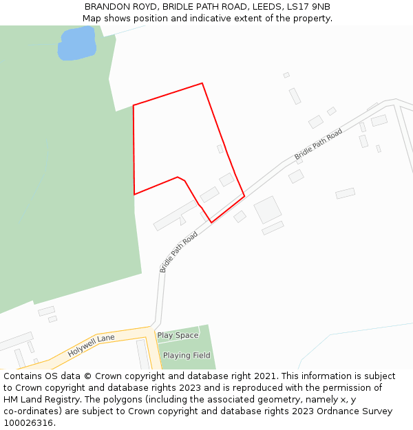 BRANDON ROYD, BRIDLE PATH ROAD, LEEDS, LS17 9NB: Location map and indicative extent of plot