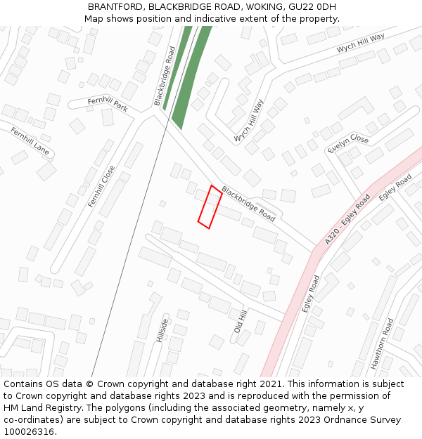 BRANTFORD, BLACKBRIDGE ROAD, WOKING, GU22 0DH: Location map and indicative extent of plot