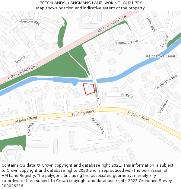 BRECKLANDS, LANGMANS LANE, WOKING, GU21 7PY: Location map and indicative extent of plot