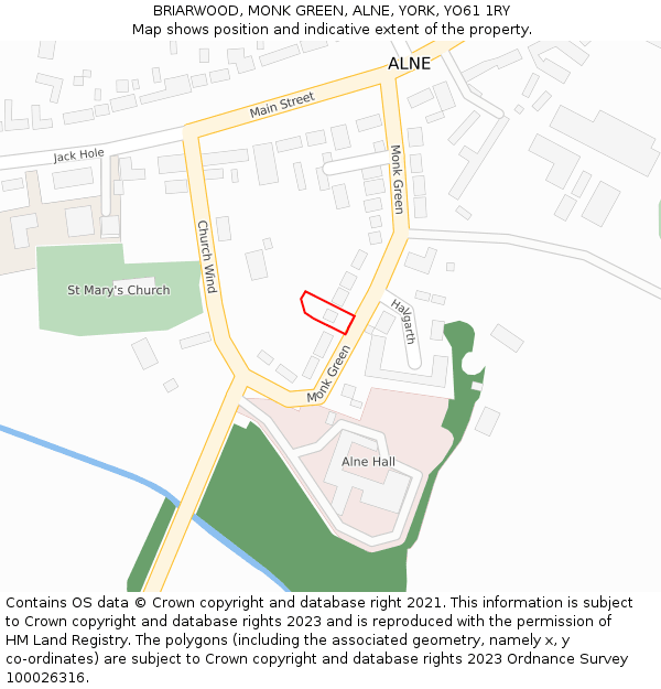 BRIARWOOD, MONK GREEN, ALNE, YORK, YO61 1RY: Location map and indicative extent of plot