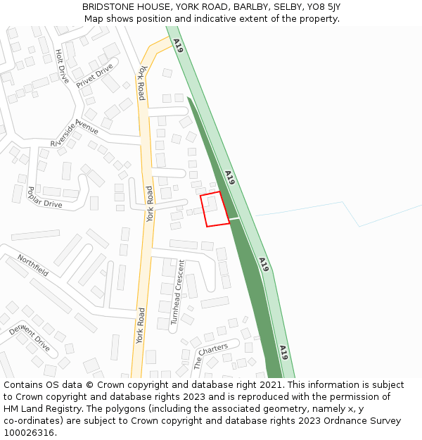 BRIDSTONE HOUSE, YORK ROAD, BARLBY, SELBY, YO8 5JY: Location map and indicative extent of plot