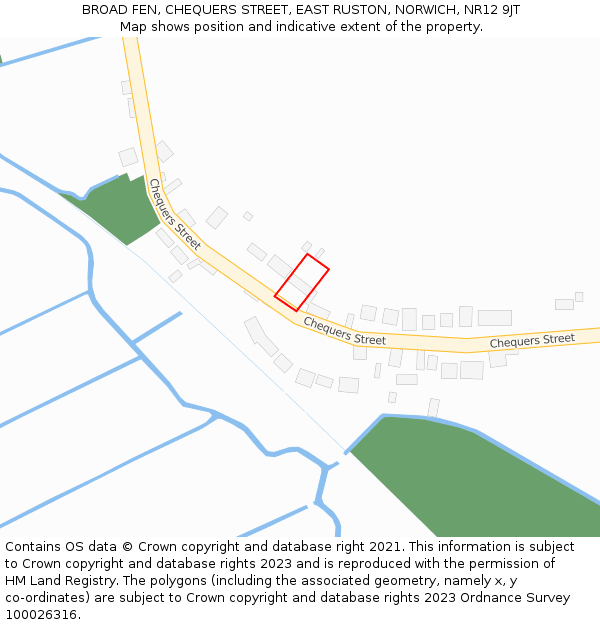 BROAD FEN, CHEQUERS STREET, EAST RUSTON, NORWICH, NR12 9JT: Location map and indicative extent of plot