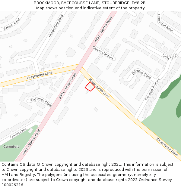 BROCKMOOR, RACECOURSE LANE, STOURBRIDGE, DY8 2RL: Location map and indicative extent of plot
