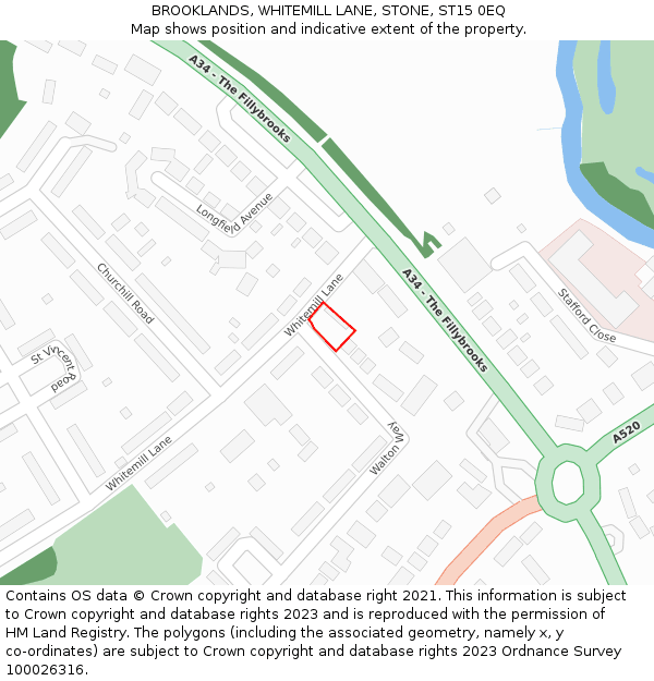 BROOKLANDS, WHITEMILL LANE, STONE, ST15 0EQ: Location map and indicative extent of plot