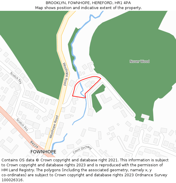 BROOKLYN, FOWNHOPE, HEREFORD, HR1 4PA: Location map and indicative extent of plot