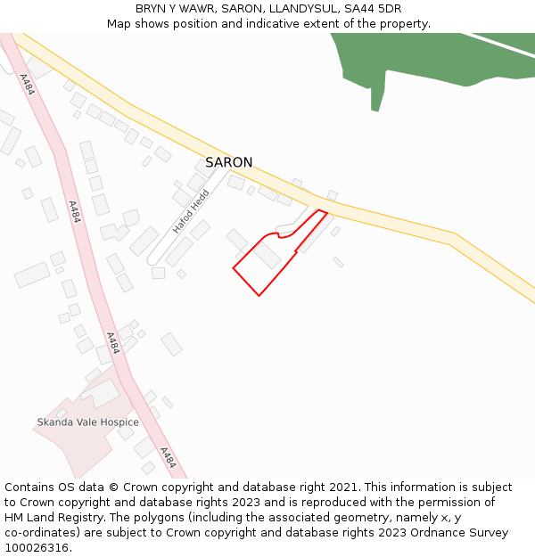 BRYN Y WAWR, SARON, LLANDYSUL, SA44 5DR: Location map and indicative extent of plot