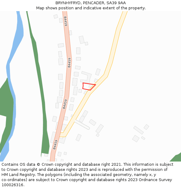 BRYNHYFRYD, PENCADER, SA39 9AA: Location map and indicative extent of plot