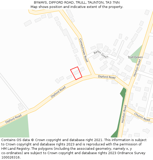 BYWAYS, DIPFORD ROAD, TRULL, TAUNTON, TA3 7NN: Location map and indicative extent of plot