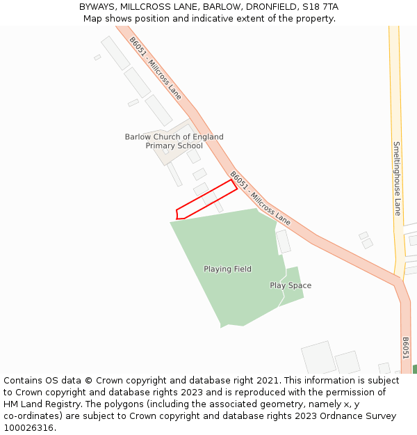 BYWAYS, MILLCROSS LANE, BARLOW, DRONFIELD, S18 7TA: Location map and indicative extent of plot