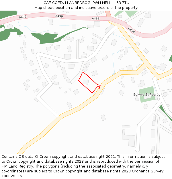 CAE COED, LLANBEDROG, PWLLHELI, LL53 7TU: Location map and indicative extent of plot