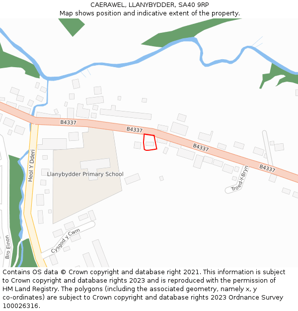 CAERAWEL, LLANYBYDDER, SA40 9RP: Location map and indicative extent of plot