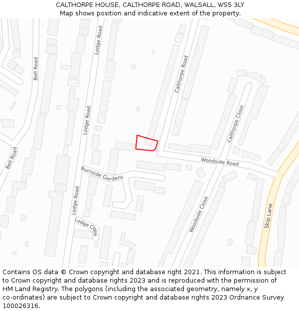 CALTHORPE HOUSE, CALTHORPE ROAD, WALSALL, WS5 3LY: Location map and indicative extent of plot