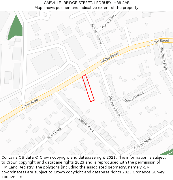 CARVILLE, BRIDGE STREET, LEDBURY, HR8 2AR: Location map and indicative extent of plot