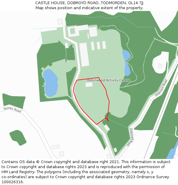 CASTLE HOUSE, DOBROYD ROAD, TODMORDEN, OL14 7JJ: Location map and indicative extent of plot