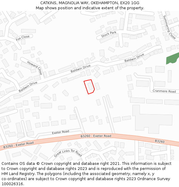CATKINS, MAGNOLIA WAY, OKEHAMPTON, EX20 1GG: Location map and indicative extent of plot