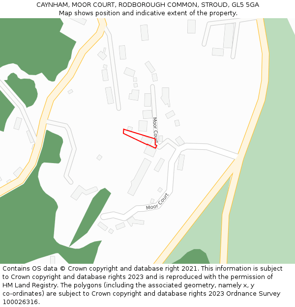 CAYNHAM, MOOR COURT, RODBOROUGH COMMON, STROUD, GL5 5GA: Location map and indicative extent of plot