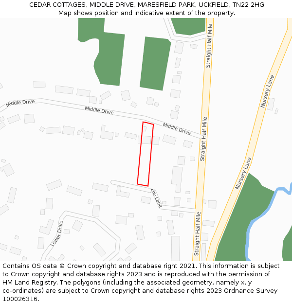 CEDAR COTTAGES, MIDDLE DRIVE, MARESFIELD PARK, UCKFIELD, TN22 2HG: Location map and indicative extent of plot