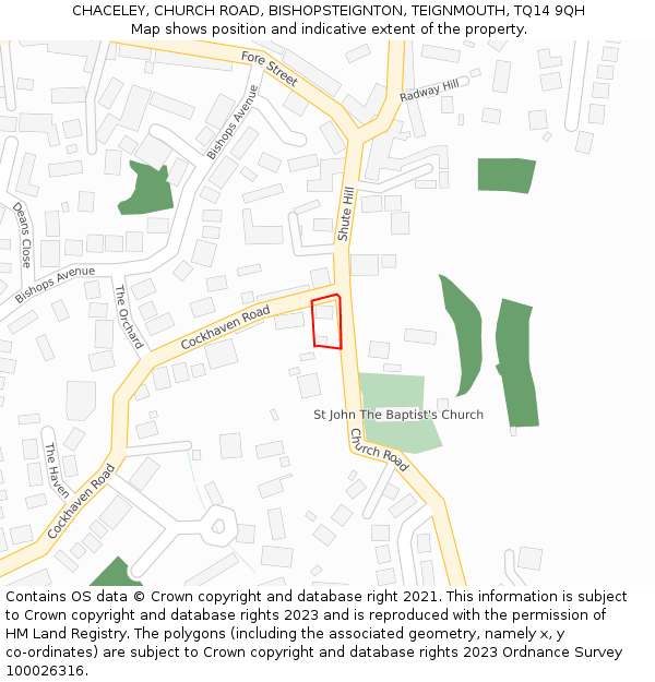 CHACELEY, CHURCH ROAD, BISHOPSTEIGNTON, TEIGNMOUTH, TQ14 9QH: Location map and indicative extent of plot