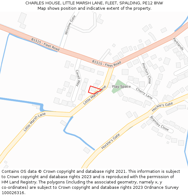 CHARLES HOUSE, LITTLE MARSH LANE, FLEET, SPALDING, PE12 8NW: Location map and indicative extent of plot