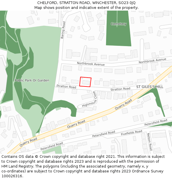 CHELFORD, STRATTON ROAD, WINCHESTER, SO23 0JQ: Location map and indicative extent of plot