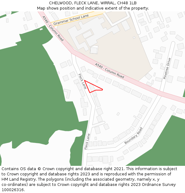 CHELWOOD, FLECK LANE, WIRRAL, CH48 1LB: Location map and indicative extent of plot