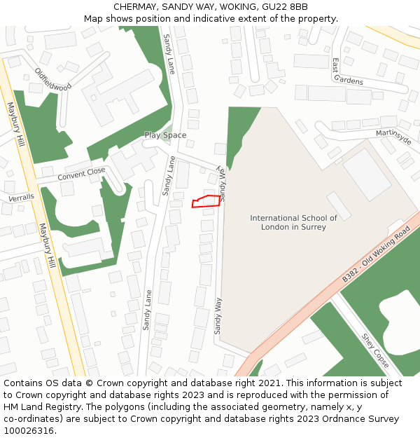 CHERMAY, SANDY WAY, WOKING, GU22 8BB: Location map and indicative extent of plot