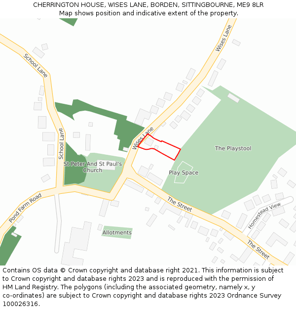 CHERRINGTON HOUSE, WISES LANE, BORDEN, SITTINGBOURNE, ME9 8LR: Location map and indicative extent of plot