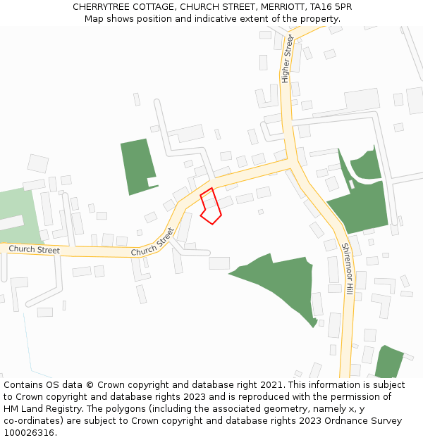 CHERRYTREE COTTAGE, CHURCH STREET, MERRIOTT, TA16 5PR: Location map and indicative extent of plot