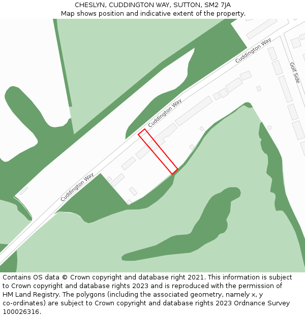 CHESLYN, CUDDINGTON WAY, SUTTON, SM2 7JA: Location map and indicative extent of plot