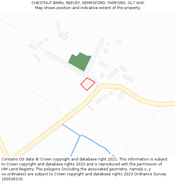 CHESTNUT BARN, REEVEY, KEMPSFORD, FAIRFORD, GL7 4HD: Location map and indicative extent of plot