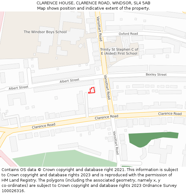 CLARENCE HOUSE, CLARENCE ROAD, WINDSOR, SL4 5AB: Location map and indicative extent of plot