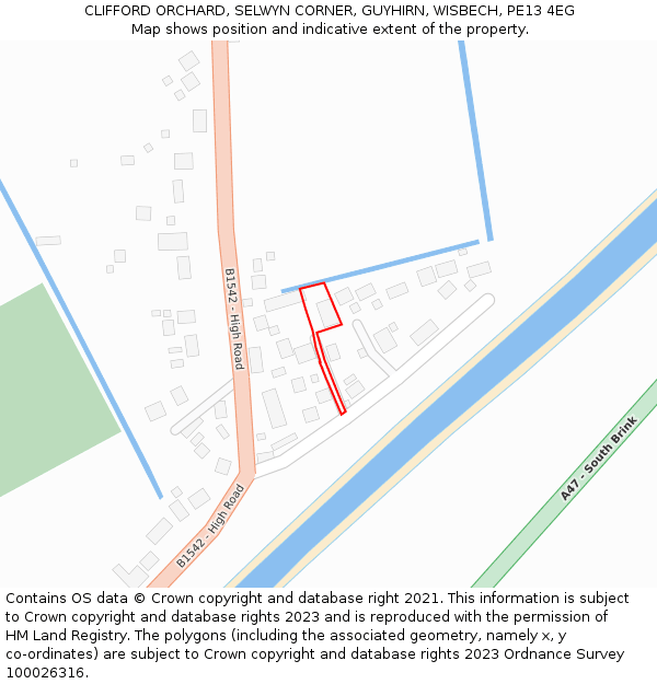 CLIFFORD ORCHARD, SELWYN CORNER, GUYHIRN, WISBECH, PE13 4EG: Location map and indicative extent of plot